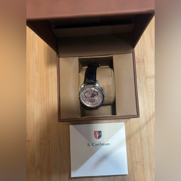 S Coifman SC0229 Watch With 45mm Light Pink Face & Black Leather Band - Picture 6 of 6